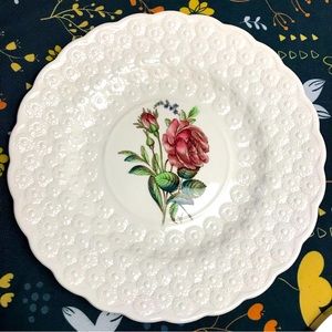 Copeland SPODE England Ranunculus Rose No 11 White Embossed Flower Plate Vtg